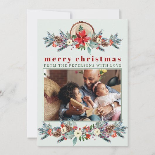 聖降誕祭聖降誕祭赤い赤いフローラ家のコラージュ シーズンカード (正面)