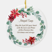聖降誕祭賛美主よよ聖書パーソナライズされた セラミックオーナメント (裏面)