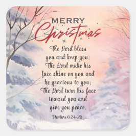 聖降誕祭賛美主よYou Bible Verse Winter Scene スクエアシール