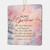 聖降誕祭賛美主よYou Bible Verse Winter Scene セラミックオーナメント (左)