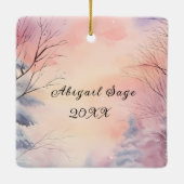 聖降誕祭賛美主よYou Bible Verse Winter Scene セラミックオーナメント (裏面)