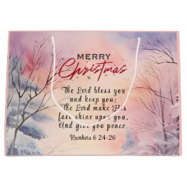 聖降誕祭賛美主よYou Bible Verse Winter Snow ラージペーパーバッグ