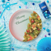 聖降誕祭飾祭の文字が楽しい聖降誕祭の木 ペーパープレート (パーティー)