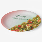 聖降誕祭飾祭の文字が楽しい聖降誕祭の木 ペーパープレート (アングル)