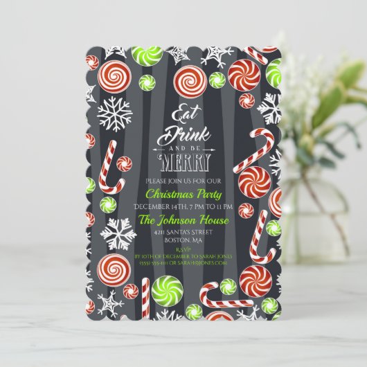 聖降食べ誕祭のお祝いの雪のかけらを飲む 招待状 (スタンド正面)