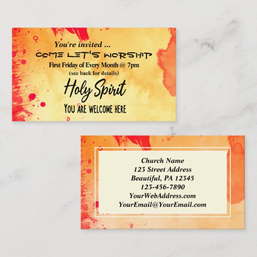聖霊あなたの歓迎ここ教会フライヤー 名刺 (正面/裏面)