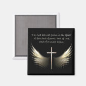 聖霊と聖書の聖句を伴う十字架 マグネット (正面/裏面)