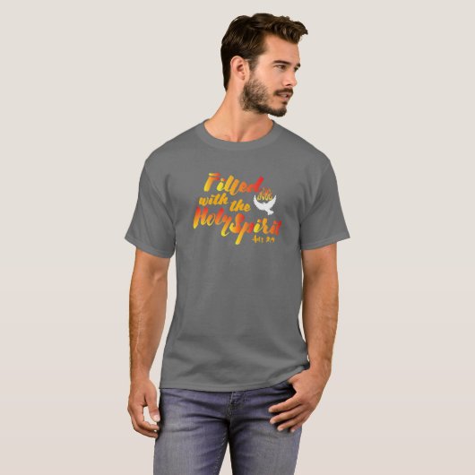 聖霊のペンテコストの日曜の火で満たされる Tシャツ (正面フル)