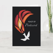 聖霊の五旬節の火が黒に鳩 カード (正面)