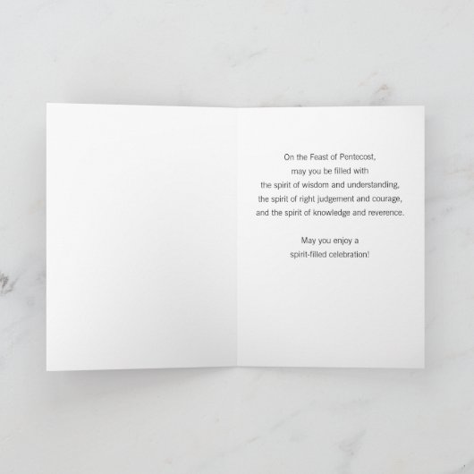 聖霊の五旬節の火が黒に鳩 カード (内部)