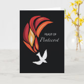 聖霊の五旬節の火が黒に鳩 カード (黄色い花)