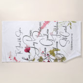 聖霊の実 ピンクの花 ビーチタオル (正面)