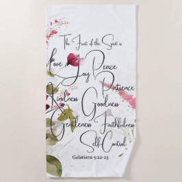 聖霊の実 ピンクの花 ビーチタオル