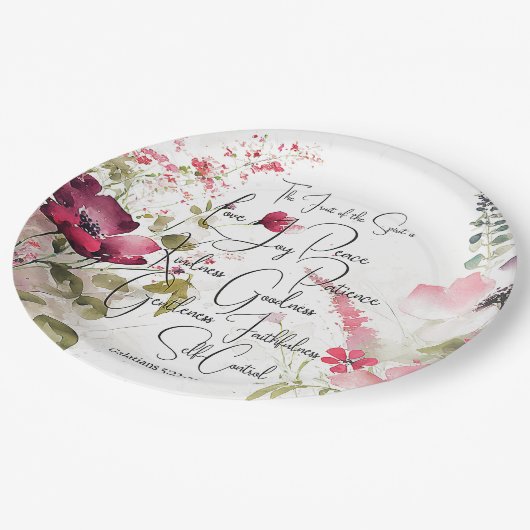 聖霊の実 ピンクの花 ペーパープレート (アングル)