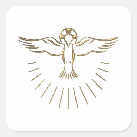 聖霊の黄金の"3D"上昇 スクエアシール (正面)