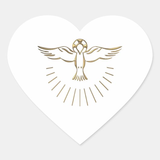 聖霊の黄金の"3D"上昇 ハートシール (正面)