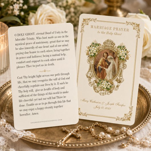 聖霊へのカトリックの結婚祈願のウェディングカード プレイスカード