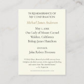 聖霊サクラメント確認聖カード – エンクロージャーカード (裏面)