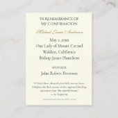 聖霊サクラメント確認聖カード –  エンクロージャーカード (裏面)