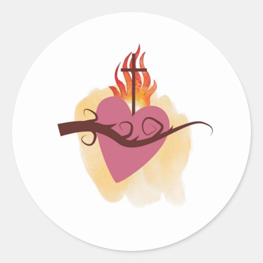 聖霊ハートステッカーbyカトリック毎日 ラウンドシール (正面)