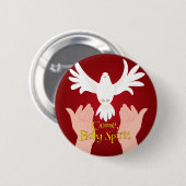 聖霊来が手で鳩する 缶バッジ (正面&裏面)