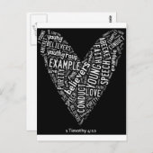 聖霊衣服（ユースGP）黒ハート/白文字 ポストカード (正面/裏面)