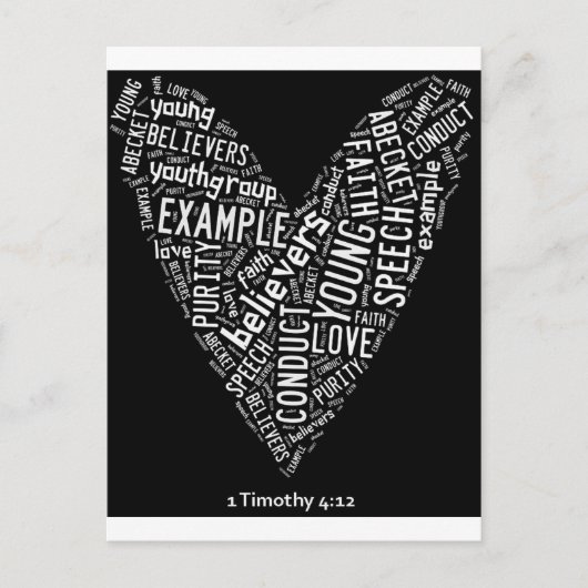 聖霊衣服（ユースGP）黒ハート/白文字 ポストカード (正面)