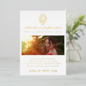 聖霊鳩クロス写真確認金ゴールド 箔招待状 (立ち正面)