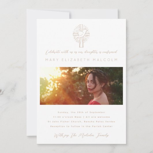 聖霊鳩クロス写真確認 招待状 (正面)