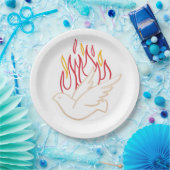 聖霊 – 鳩と炎のイラストレーション ペーパープレート (パーティー)