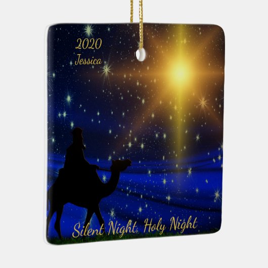 聖静か夜の名パーソナライズされた年クリスマス セラミックオーナメント (右)