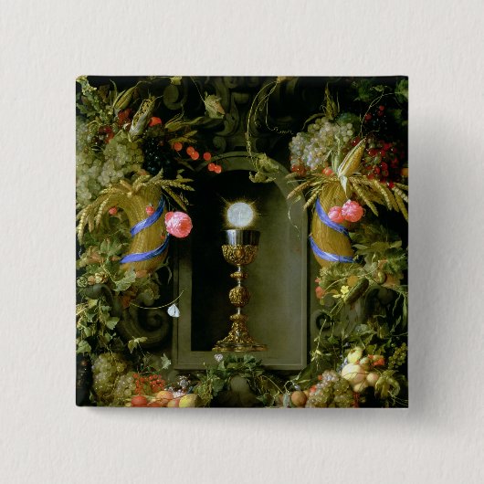 聖餐のコップおよびホスト 缶バッジ (正面)