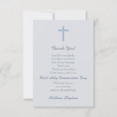 聖餐のパステル調の青い十字は感謝していしています サンキューカード (正面)