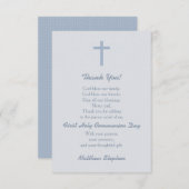 聖餐のパステル調の青い十字は感謝していしています サンキューカード (正面/裏面)