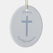 聖餐のパステル調の青い十字 セラミックオーナメント (右)