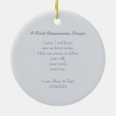 聖餐のパステル調の青い十字 セラミックオーナメント (裏面)