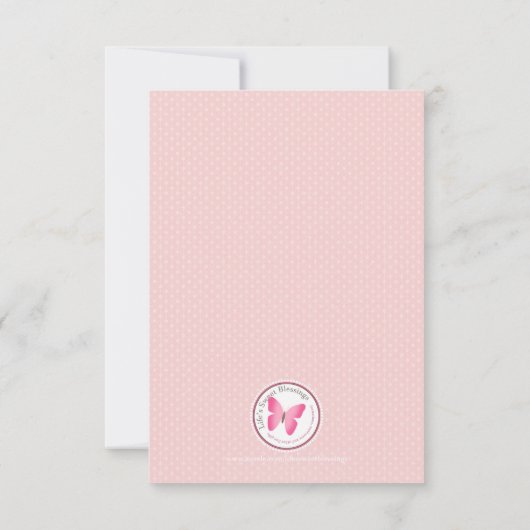 聖餐のパステル調ピンクの十字は感謝していしています サンキューカード (裏面)