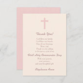 聖餐のパステル調ピンクの十字は感謝していしています サンキューカード (正面/裏面)