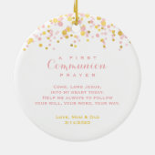 聖餐のピンクおよび金ゴールドの紙吹雪 セラミックオーナメント (裏面)