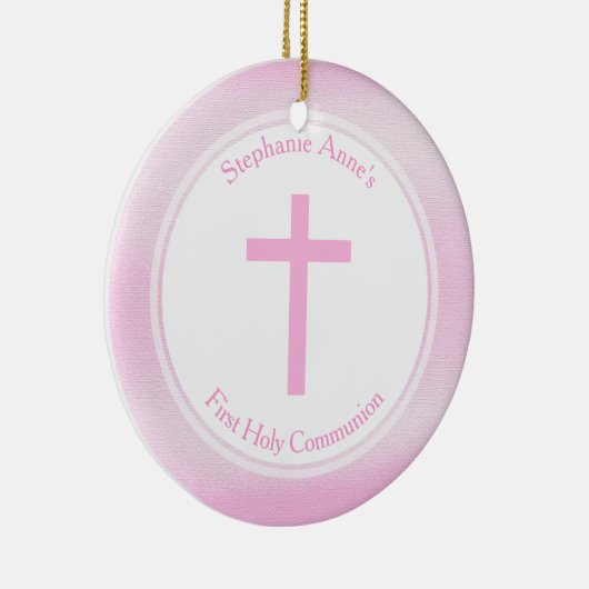 聖餐のピンクの水彩画 セラミックオーナメント (右)