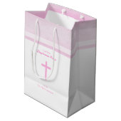 聖餐のピンクの水彩画 ミディアムペーパーバッグ (裏面アングル)