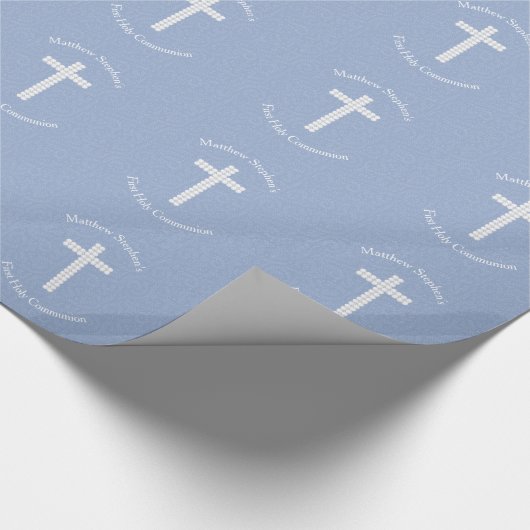 聖餐の青いつる植物は縞で飾り、 ラッピングペーパー (角)