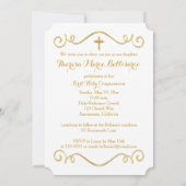 聖餐の|印刷されたリボン|の白、金ゴールド|の写真 招待状 (裏面)