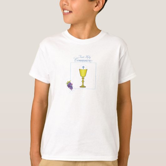 聖餐を受ける少年、杯とホストと葡萄 Tシャツ (正面)