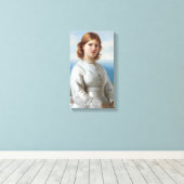 聖餐式に白い絹のドレスを着た少女 キャンバスプリント (インサイチュ (ウッドフロア))