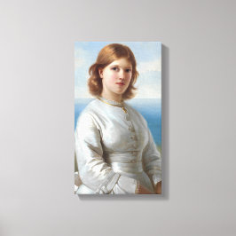 聖餐式に白い絹のドレスを着た少女 キャンバスプリント