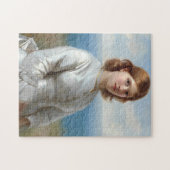 聖餐式に白い絹のドレスを着た少女 ジグソーパズル (横)