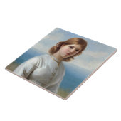 聖餐式に白い絹のドレスを着た少女 タイル (側面)