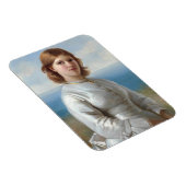 聖餐式に白い絹のドレスを着た少女 マグネット (右側)