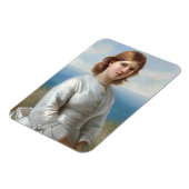 聖餐式に白い絹のドレスを着た少女 マグネット (左側)